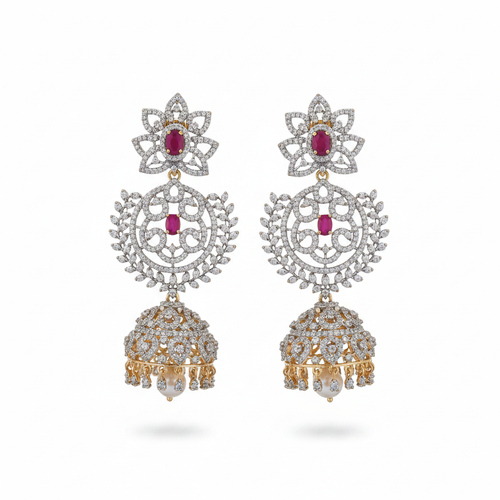 4-in-1 Detachable American Diamond Jhumkas 