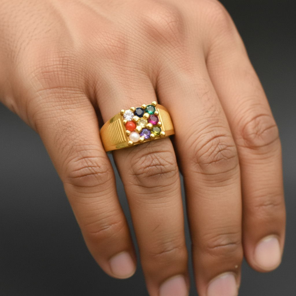Panchaloha Navratana Ring for Men - Handmade Premium Finishing