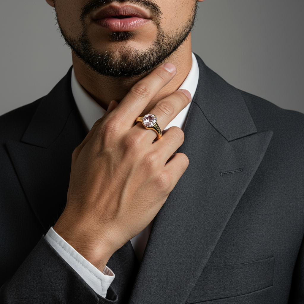 White Zircon Panchloha Ring - Men's Anti-Tarnish