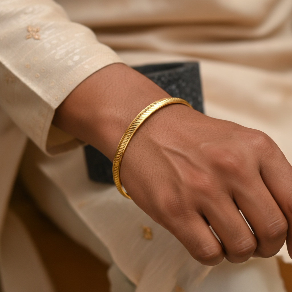 24K Gold Plated Anti-Tarnish Men's Kada for Daily Use