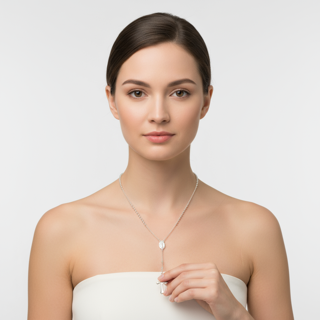 925 Sterling Silver Rosary Beads - Premium Prayer Necklace for Spiritual Devotion