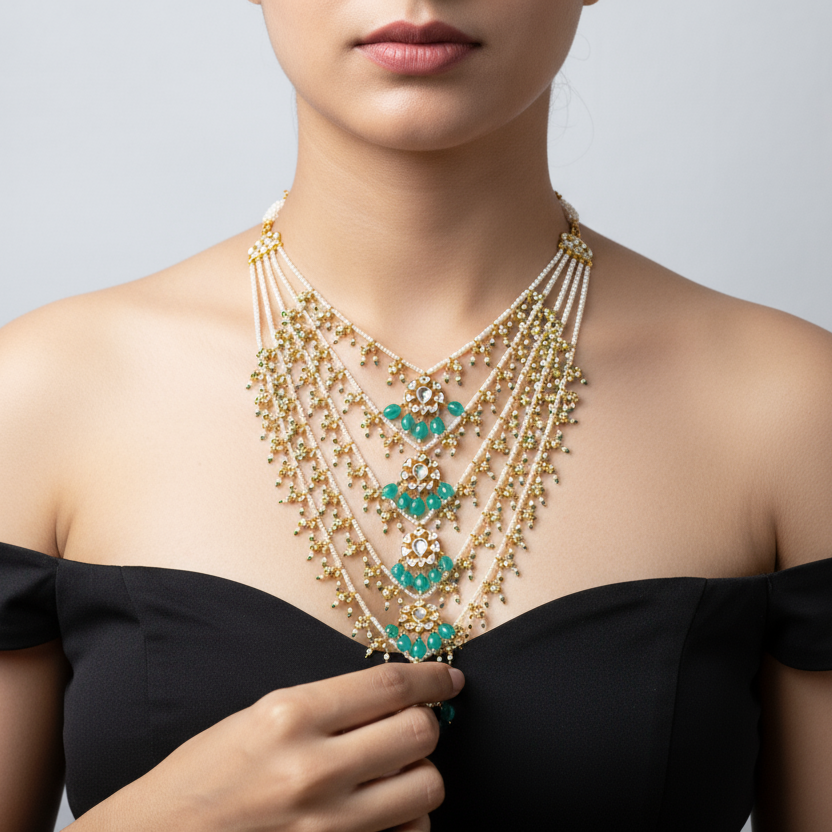 Pearls Satlada Haar - Seven Layer Necklace | Asp Fashion Jewellery