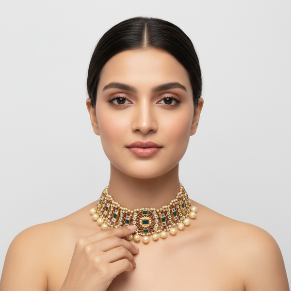 Pachi Kundan Choker - 24K Gold Plated Traditional Necklace