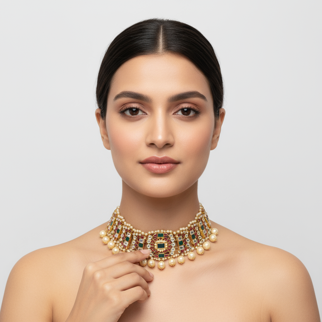Pachi Kundan Choker - 24K Gold Plated Traditional Necklace