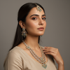 Double Layer Polki Moissanite Kundan Necklace Set - Traditional Indian Bridal Jewelry