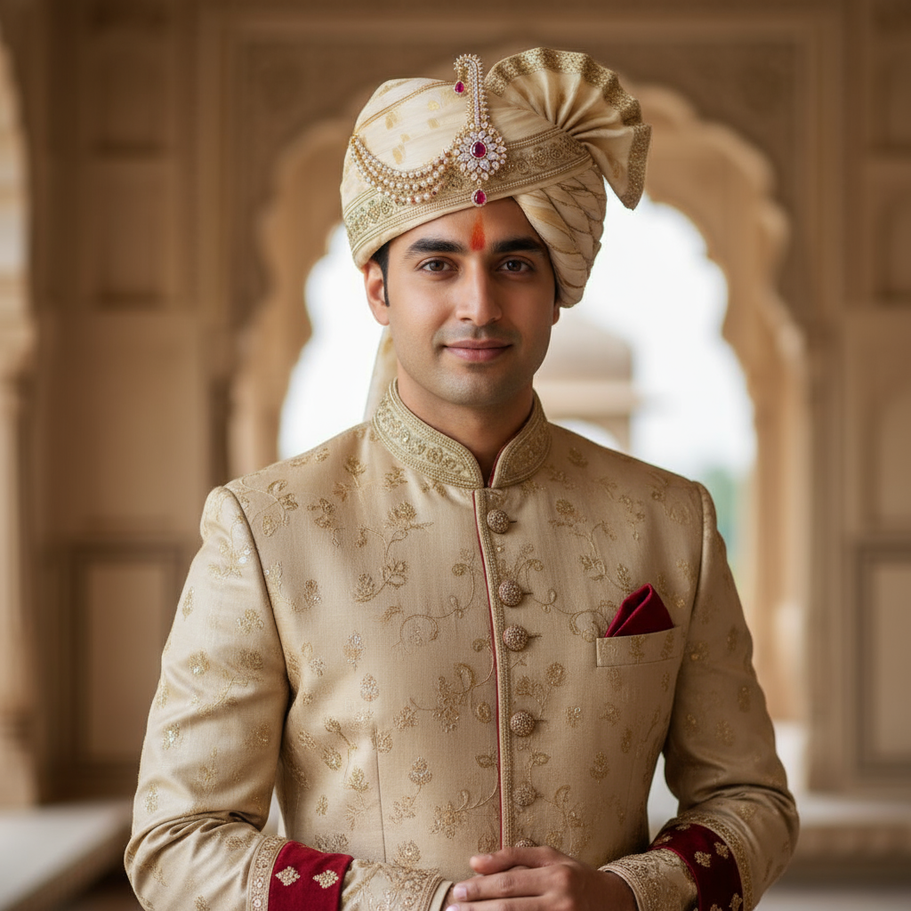 Premium Zircon Kundan Kalangi for Groom Turban - Two Tone Gold & Rhodium
