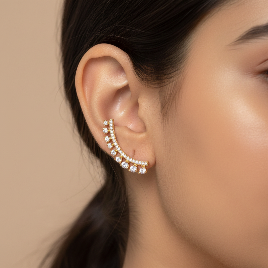 92.5 Silver Gold Plated Ear Climbe