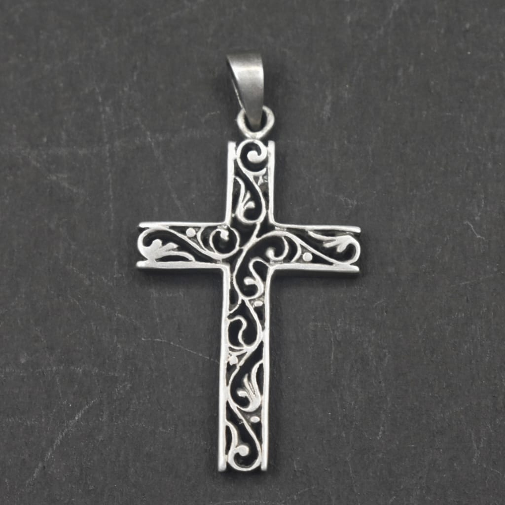 92.5 Silver Ornate Cross Locket