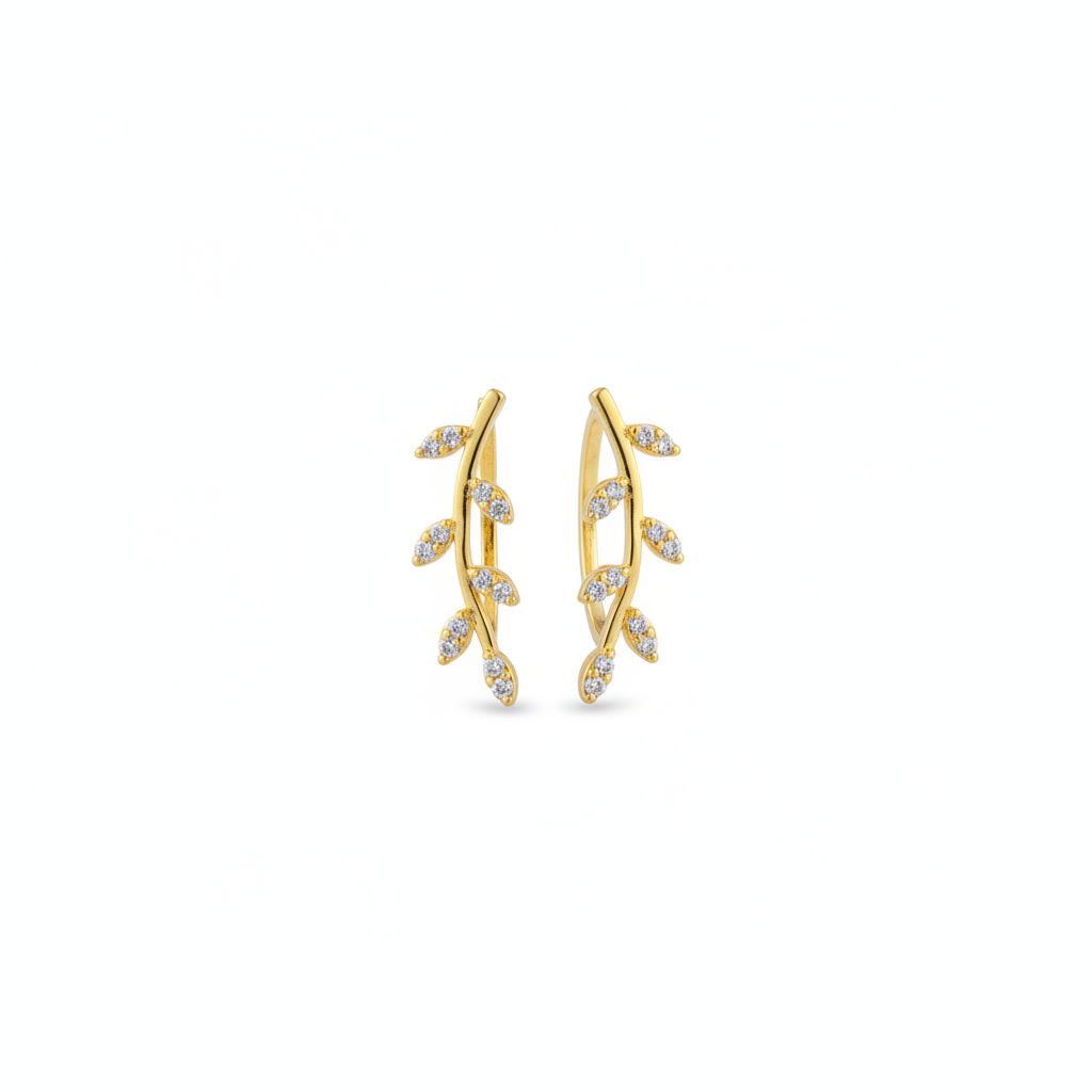 925 Gold Plated Leaf Design Earcuffs Clean