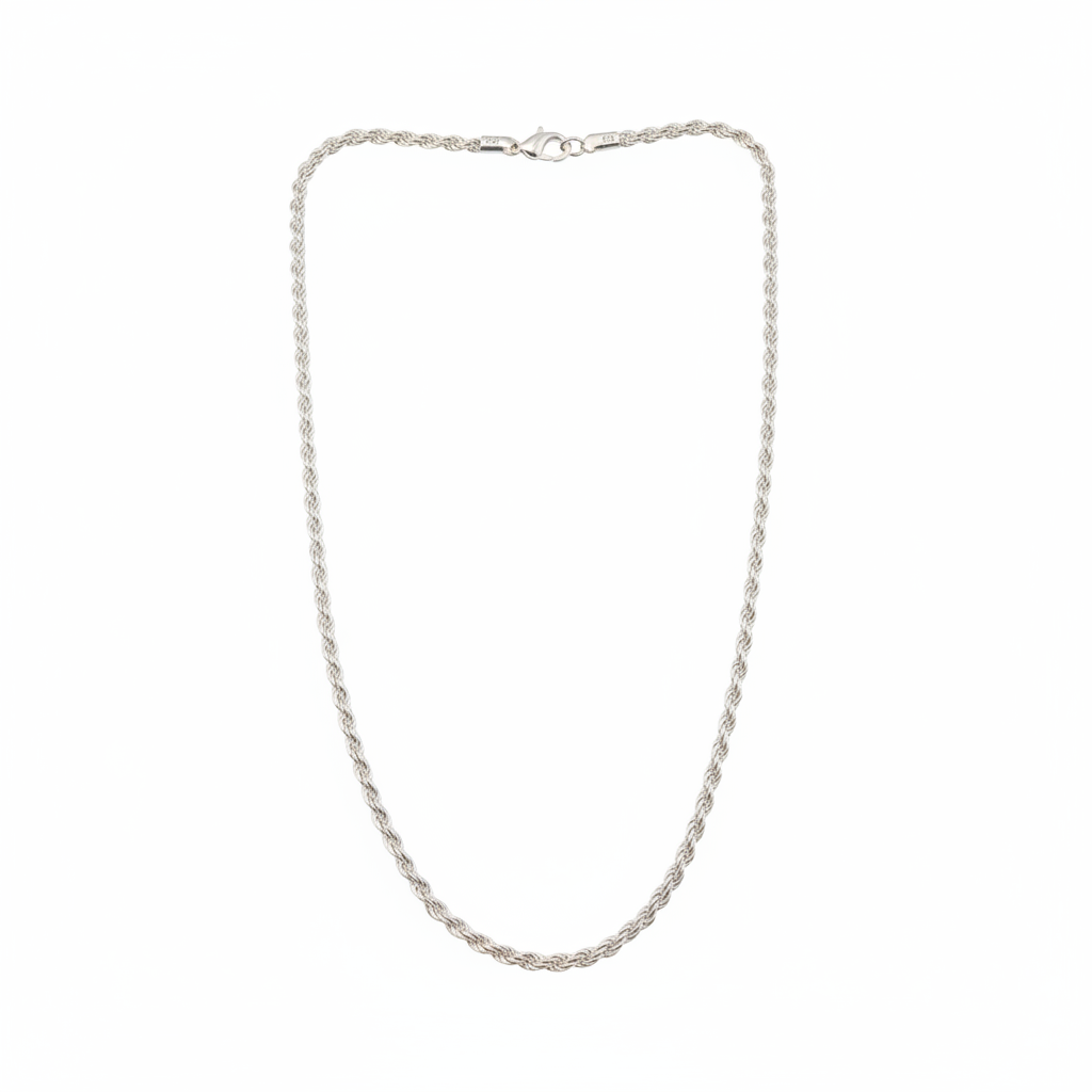 925 Silver Chain White Background