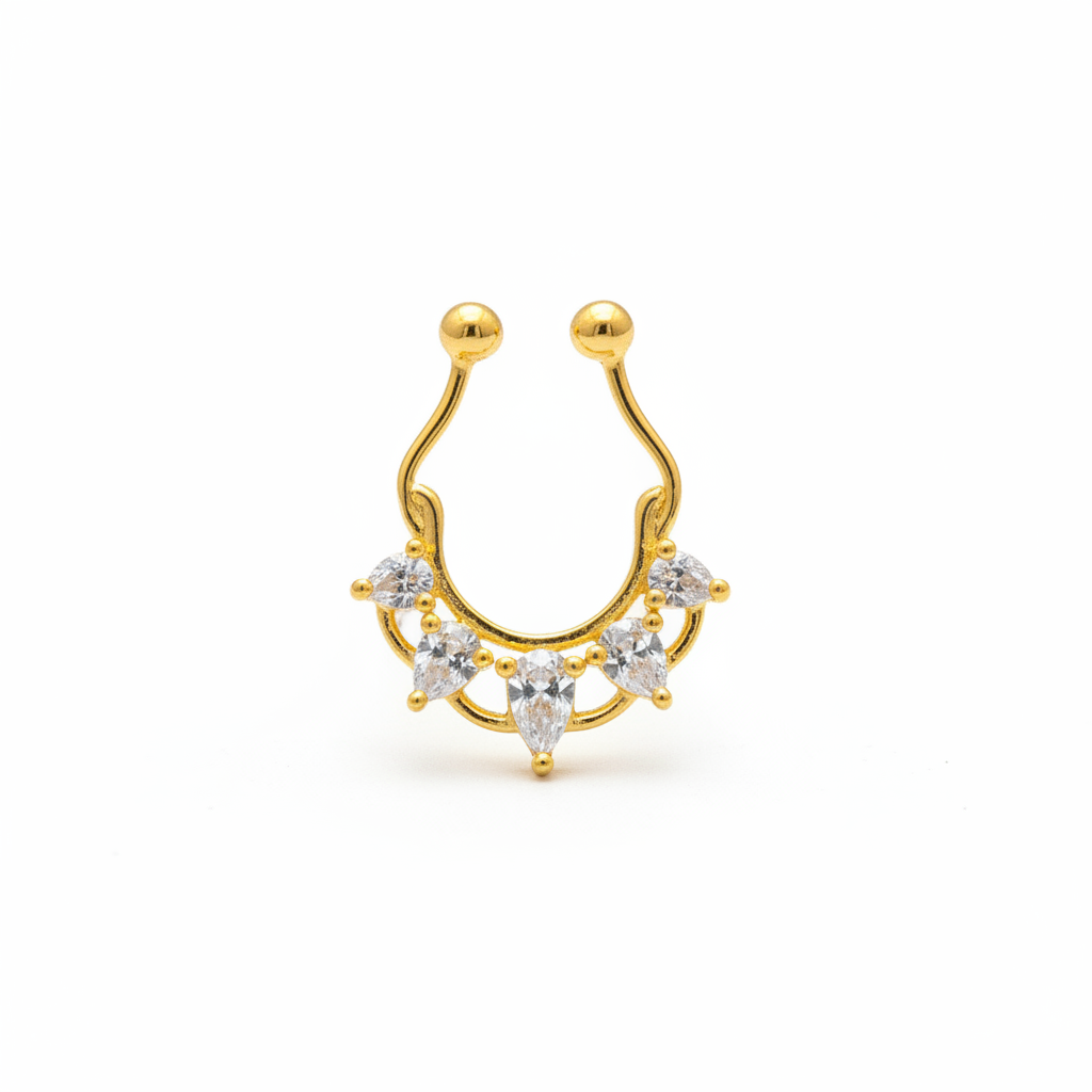 925 Sterling Silver Septum Nose Pin - Professional White Background