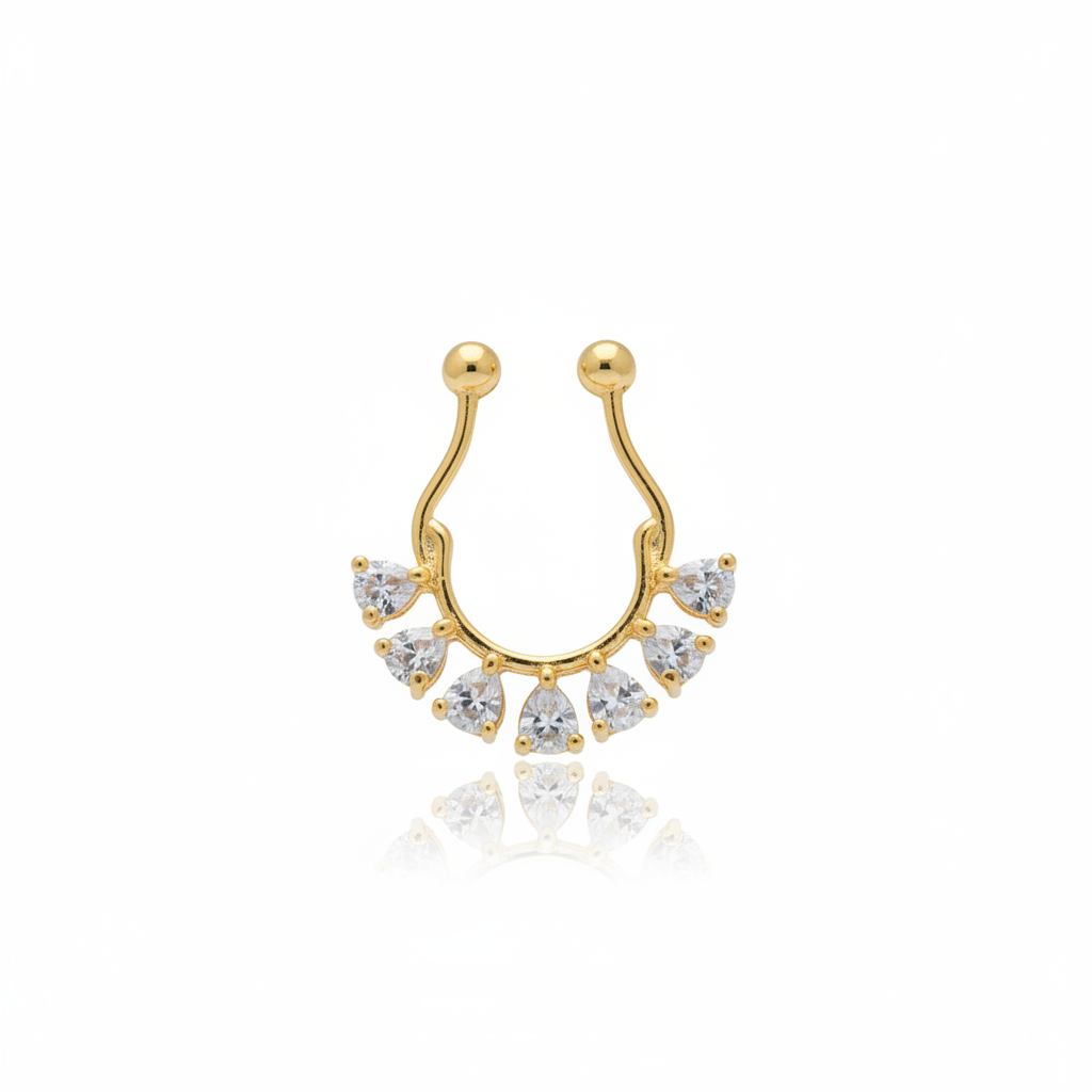 925 Sterling Silver Septum Nose Pin - White Background