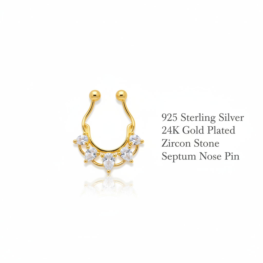 925 Sterling Silver Septum Nose Pin with Specifications