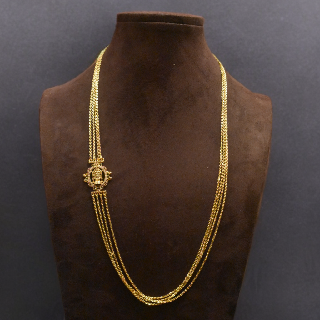 925 Silver Gold Plated 4 Layer Chandraharam Chain - 30 Inches