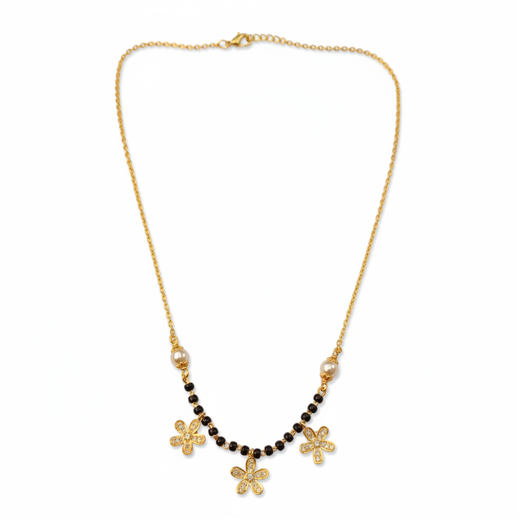 925 Silver Gold Plated Floral Necklace