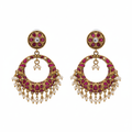 925 Silver Jadau Kundan Chandbali Earrings