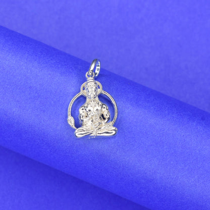  925 Silver Meditating Shri Hanuman Ji Pendant
