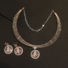 925 Silver Rose Gold Blossom Kantey Necklace Set with Matching Screw Earrings