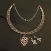 925 Silver Rose Gold Blossom Kantey Necklace Set with Matching Screw Earrings