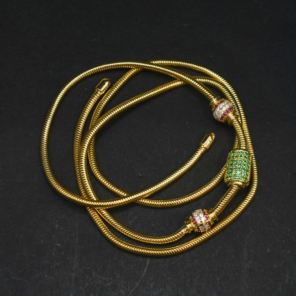 925 Sterling Silver 24K Gold Plated Thali Bottu Mangalsutra Chain with Zircon Balls - 24 Inches