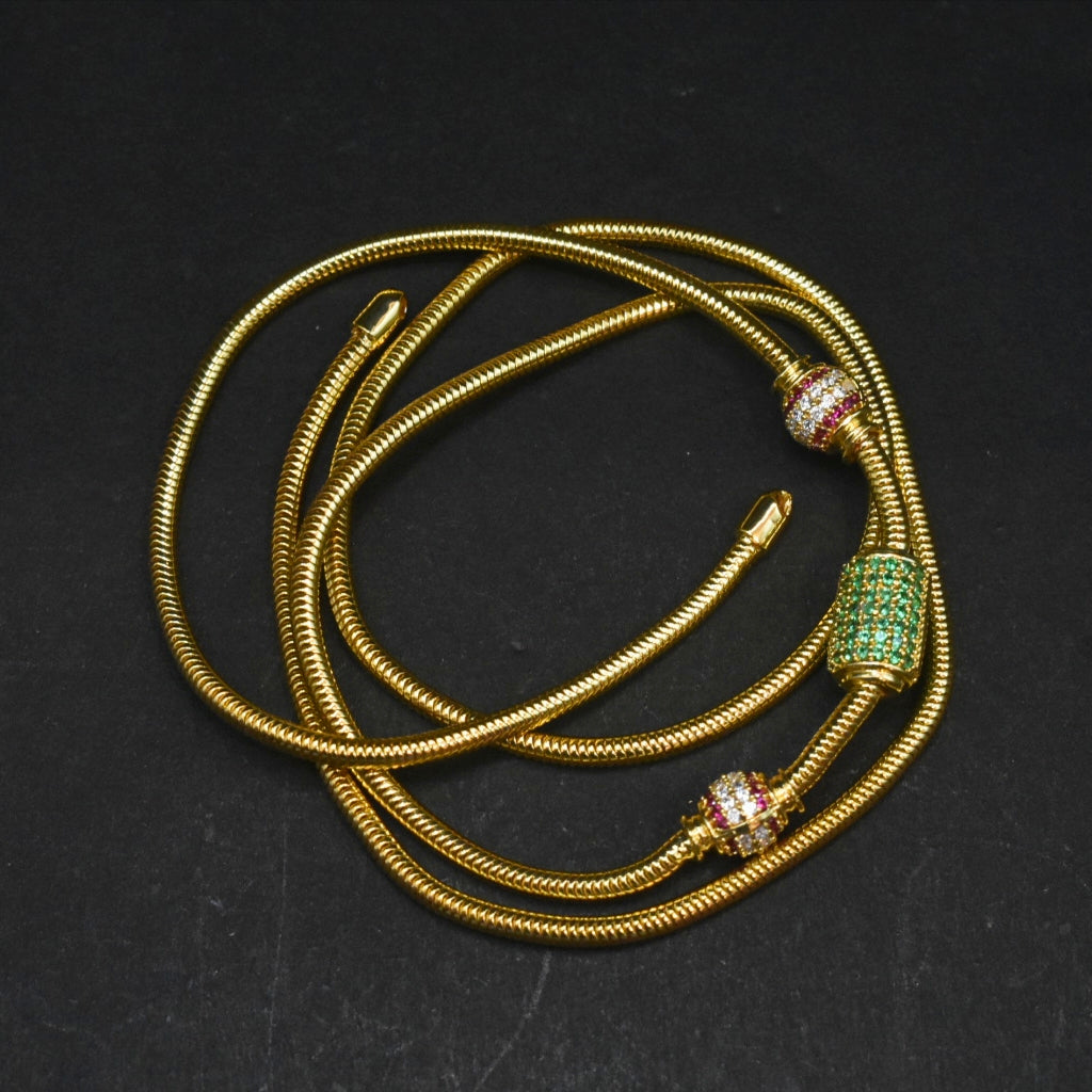 925 Sterling Silver 24K Gold Plated Thali Bottu Mangalsutra Chain with Zircon Balls - 24 Inches