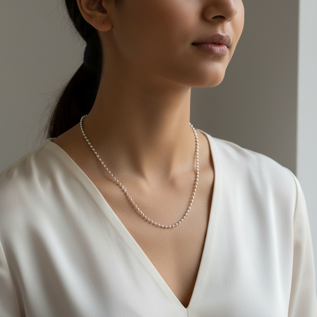 925 Sterling Silver Ball Chain Lifestyle Image