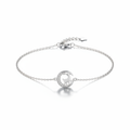 925 Sterling Silver Crescent Moon Bracelet with Zircon Stones