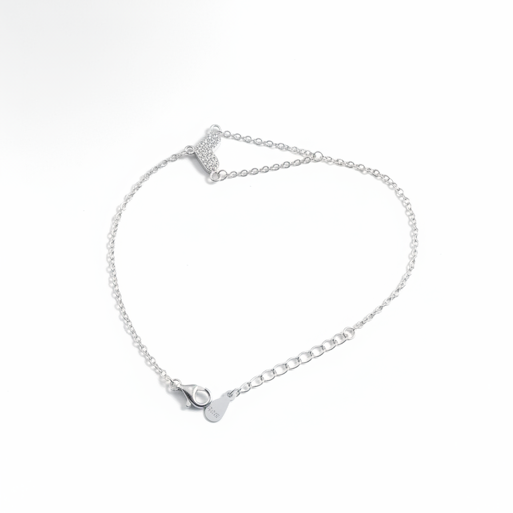 925 Sterling Silver Diamond Pendant Bracelet