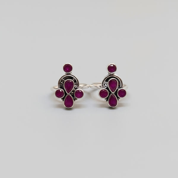 925 Sterling Silver Ruby Toe Rings