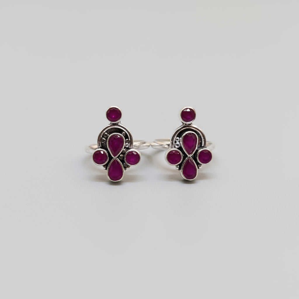 925 Sterling Silver Ruby Toe Rings
