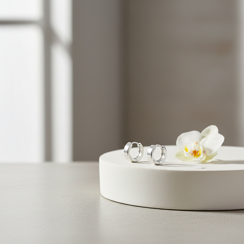 925 Sterling Silver Textured Hoop Earrings - Style 3