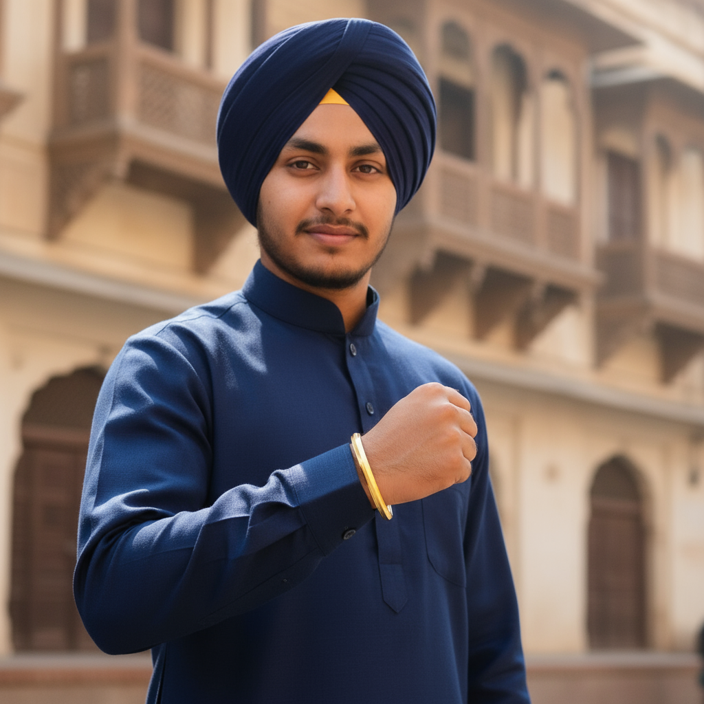 24K Gold Plated Punjabi Sikh Kada for Men - Anti Tarnish Daily Wear Bracelet