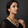 Traditional Pachi Bridal Haar - Ruby CZ Stones Long Necklace Set