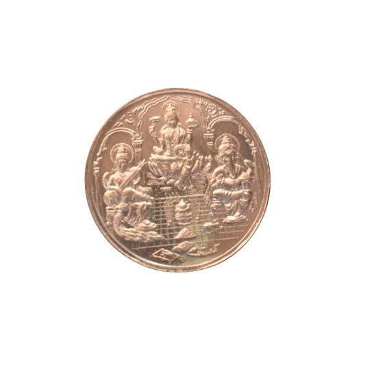 999 Pure Silver Coin - Laxmi Ganesh Saraswati Om Shree (20 Grams, 3.5cm)