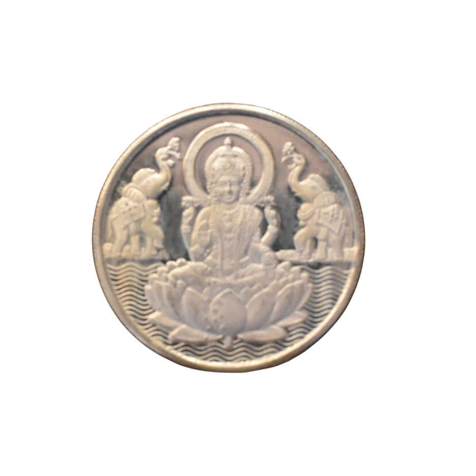 999 Pure Silver Coin - Laxmi & Shree Design (10 Grams, 3cm)