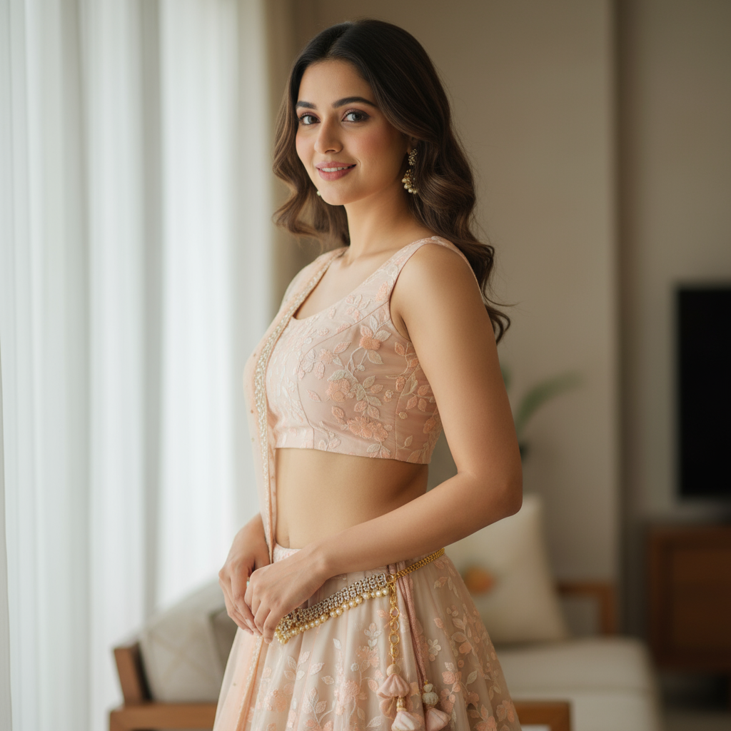 Elegant Floral Zircon 24K Gold Plate Designer Vaddanam