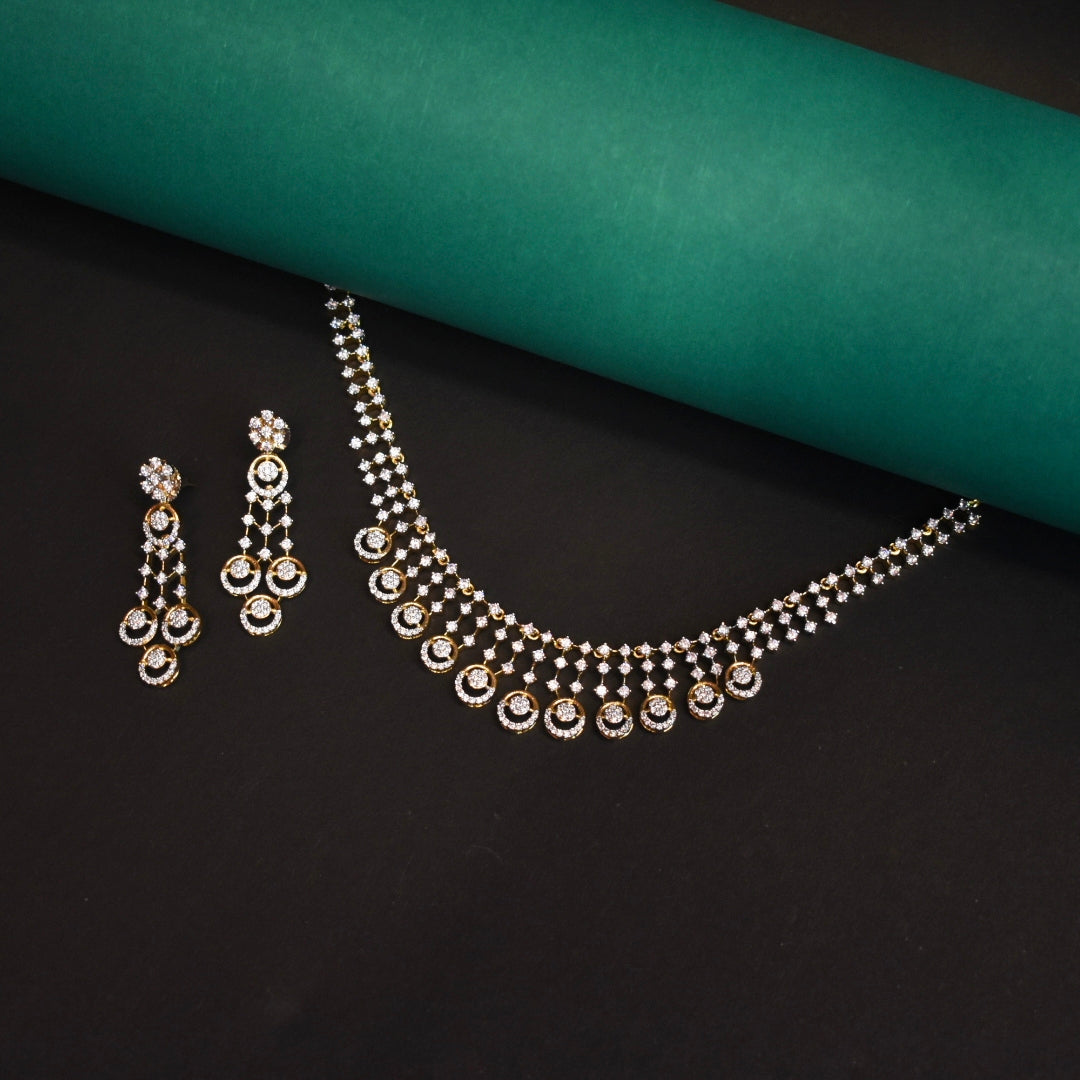 ASP Rhodium Gold CZ Necklace & Earrings Set