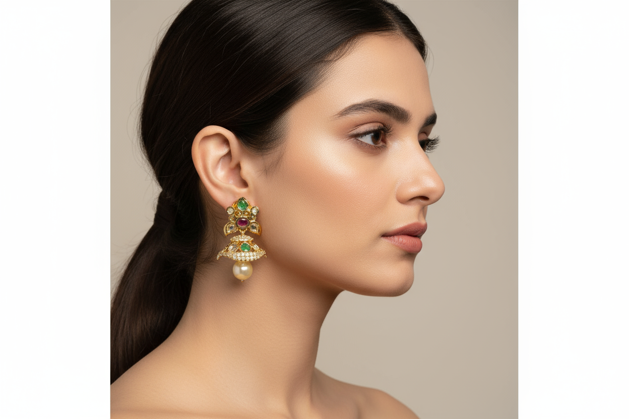 Advika Uncut Diamond Jhumka Earrings