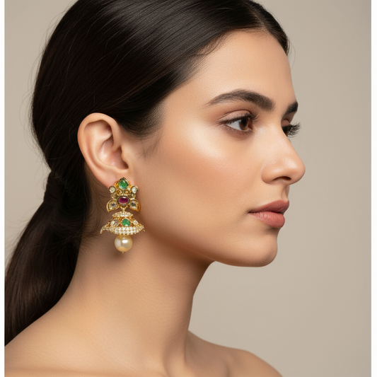 Advika Uncut Diamond Jhumka Earrings