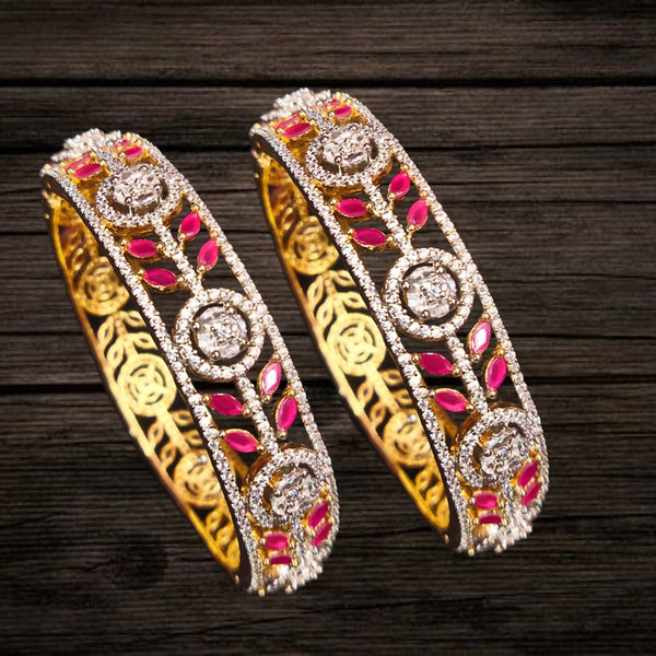 American Diamond Bangles - 24K Gold Plated Openable Bangles Set