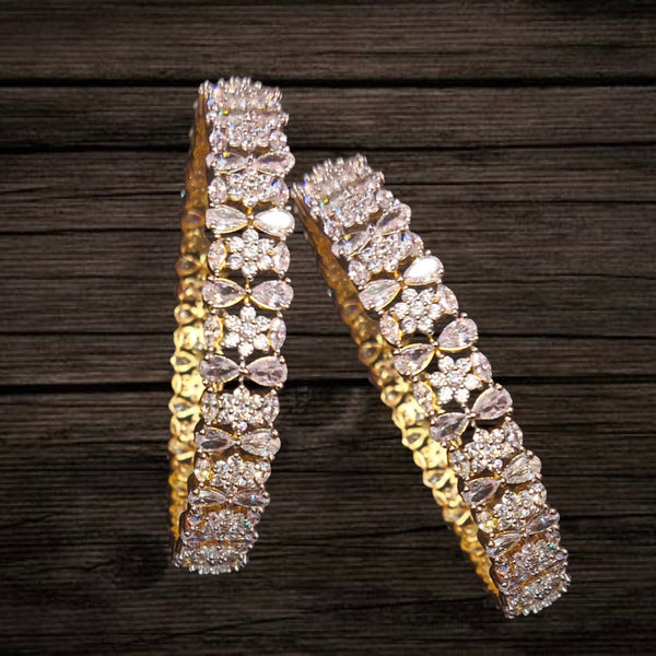 American Diamond Bangles - Diamond Replica 24K Gold Plated Set
