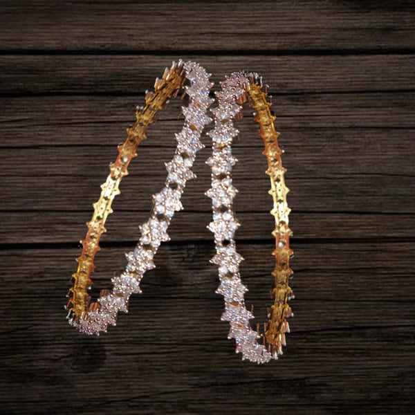 American Diamond Bangles - Star Motif 24K Gold Plated Bangles Set