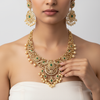 American Diamond Haram - 24K Gold Closed Setting Wedding Necklace with Pearls
