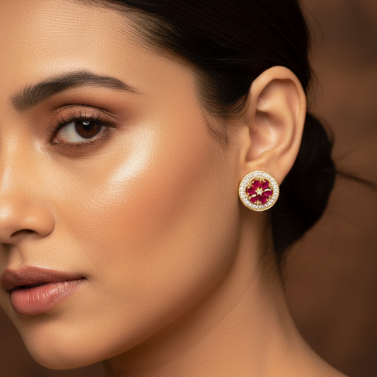 American Diamond Interchangeable Stud Earrings | 24K Gold Plated