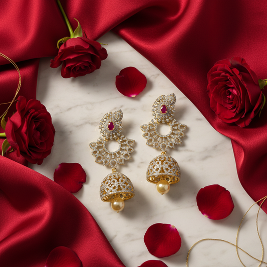 American Diamond Jhumka Earrings
