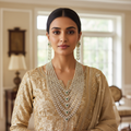 American Diamond Panchlada Haram - 24K Gold Traditional Bridal Necklace