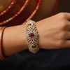 American Diamond Ruby Bangles - 24K Gold Plated Luxury Bangles Set