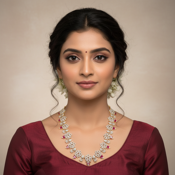 American Diamond & Ruby Necklace 