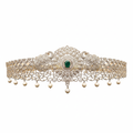 American Diamond Vaddanam - Floral Elephant Pearl 24K Gold Belt