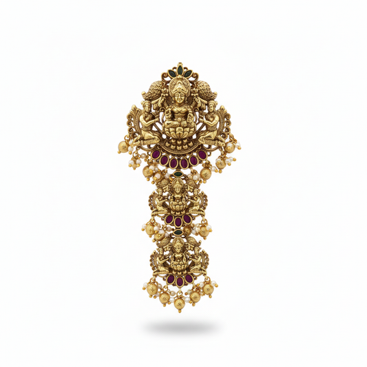 Antique Finish Jada Billa - Traditional Temple Jewelry Hair Pendant